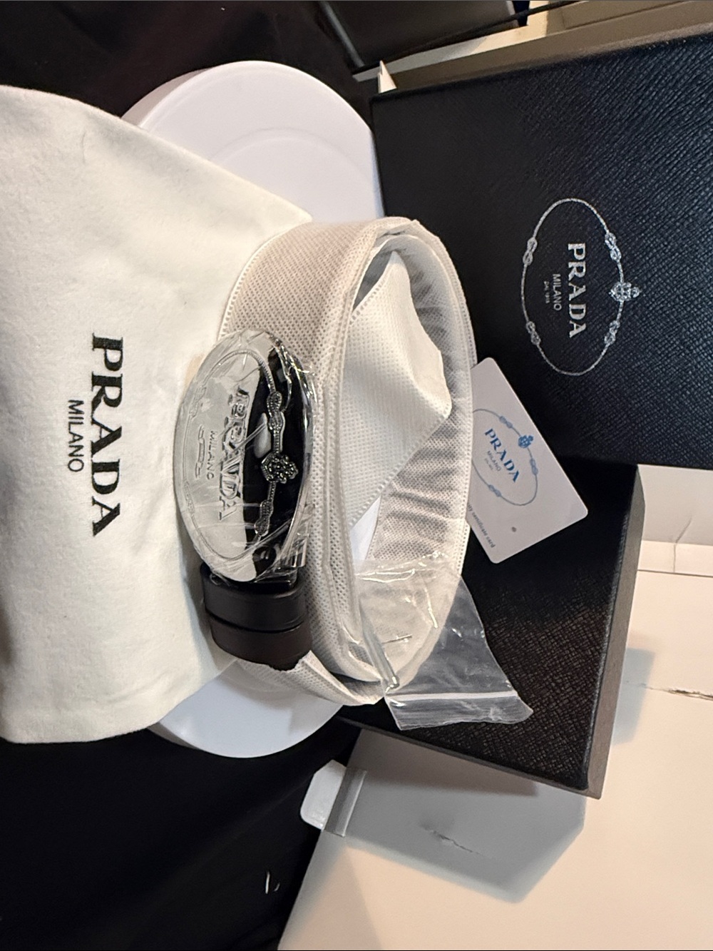 Prada Silver Oval Milano Logo Plaque - Picture 5 of 6